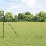 vidaXL Staket med stolpar Grå 1.6 x 10 m Stål