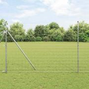 vidaXL Staket med stolpar Silver 1.5 x 10 m Stål
