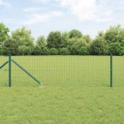 vidaXL Staket med stolpar Grön 0.8 x 10 m Stål