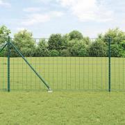 vidaXL Staket med stolpar Grön 1.2 x 25 m Stål