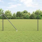 vidaXL Staket med stolpar Grå 1 x 10 m Stål