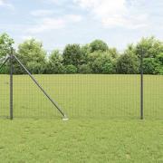 vidaXL Staket med stolpar Grå 1.2 x 25 m Stål
