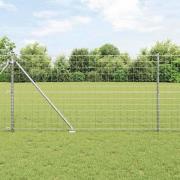 vidaXL Staket med stolpar Silver 1.2 x 25 m Stål
