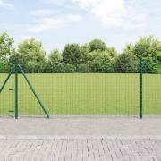 vidaXL Staket med stolpar Grön 1 x 25 m Stål