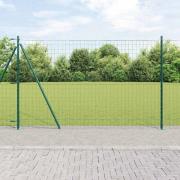 vidaXL Staket med stolpar Grön 1.4 x 10 m Stål