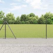 vidaXL Staket med stolpar Grå 0.8 x 10 m Stål