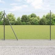 vidaXL Staket med stolpar Grå 1.6 x 10 m Stål