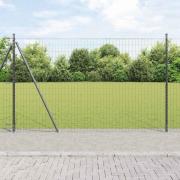vidaXL Staket med stolpar Grå 1.5 x 10 m Stål