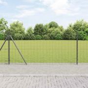 vidaXL Staket med stolpar Grå 1 x 10 m Stål