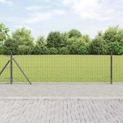 vidaXL Staket med stolpar Grå 0.4 x 25 m Stål