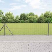 vidaXL Staket med stolpar Grå 0.4 x 25 m Stål