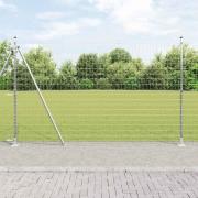 vidaXL Staket med stolpar Silver 1.6 x 10 m Stål