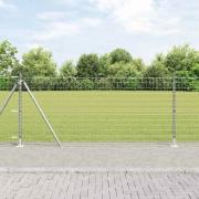 vidaXL Staket med stolpar Silver 0.8 x 25 m Stål