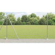 vidaXL Staket med stolpar Silver 1.4 x 10 m Stål