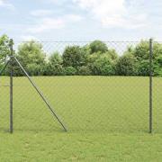 vidaXL Kedjestängsel med stolpar Grå 1.5 x 25 m Stål