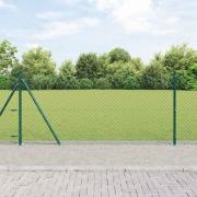 vidaXL Kedjestängsel med stolpar Grön 1 x 25 m Stål