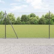 vidaXL Kedjestängsel med stolpar Grå 1.6 x 10 m Stål