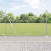 vidaXL Kedjestängsel med stolpar Silver 1.5 x 10 m Stål