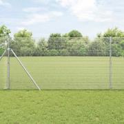 vidaXL Staket med stolpar Silver 1 x 10 m Stål