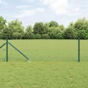 vidaXL Staket med stolpar Grön 0.8 x 10 m Stål