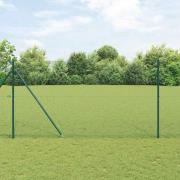 vidaXL Staket med stolpar Grön 1.4 x 25 m Stål