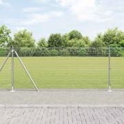vidaXL Staket med stolpar Silver 1 x 50 m Stål