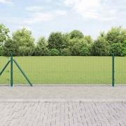 vidaXL Staket med stolpar Grön 0.6 x 10 m Stål