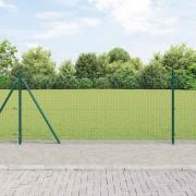 vidaXL Staket med stolpar Grön 0.8 x 10 m Stål