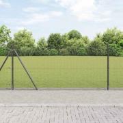 vidaXL Staket med stolpar Grå 0.8 x 25 m Stål