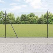 vidaXL Staket med stolpar Grå 1.6 x 25 m Stål