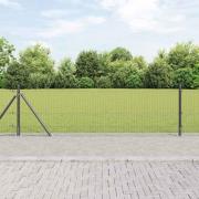 vidaXL Staket med stolpar Grå 0.4 x 50 m Stål
