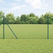 vidaXL Staket med stolpar Grön 1.2 x 10 m PVC-belagd stål