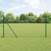 vidaXL Staket med stolpar Grön 1.2 x 25 m PVC-belagd stål