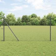 vidaXL Staket med stolpar Grå 1.4 x 10 m PVC-belagd stål