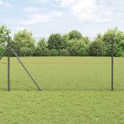 vidaXL Staket med stolpar Grå 1 x 25 m PVC-belagd stål