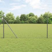 vidaXL Staket med stolpar Grå 1.4 x 25 m PVC-belagd stål
