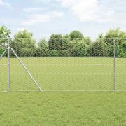 vidaXL Staket med stolpar Silver 1 x 10 m PVC-belagd stål