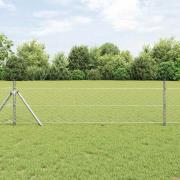 vidaXL Staket med stolpar Silver 0.4 x 25 m PVC-belagd stål