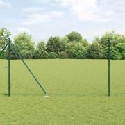 vidaXL Staket med stolpar Grön 1.5 x 10 m PVC-belagd stål