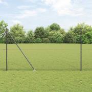 vidaXL Staket med stolpar Grå 1.5 x 50 m PVC-belagd stål