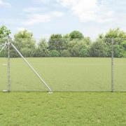 vidaXL Staket med stolpar Silver 1 x 25 m PVC-belagd stål