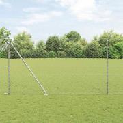 vidaXL Staket med stolpar Silver 1.5 x 50 m PVC-belagd stål