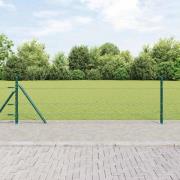 vidaXL Staket med stolpar Grön 0.4 x 10 m PVC-belagd stål