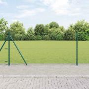 vidaXL Staket med stolpar Grön 0.8 x 10 m PVC-belagd stål