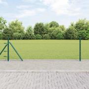 vidaXL Staket med stolpar Grön 0.4 x 25 m PVC-belagd stål