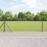vidaXL Staket med stolpar Grå 0.4 x 10 m PVC-belagd stål