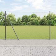 vidaXL Staket med stolpar Grå 1.4 x 25 m PVC-belagd stål