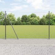 vidaXL Staket med stolpar Grå 1.6 x 25 m PVC-belagd stål