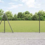 vidaXL Staket med stolpar Grå 1.6 x 50 m PVC-belagd stål