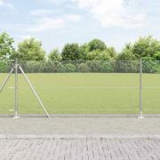 vidaXL Staket med stolpar Silver 0.8 x 10 m PVC-belagd stål